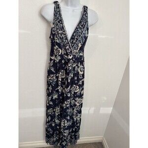 Angie Dress Womens M Boho Maxi Thick Strap V Neck Floral Tiers Excellent